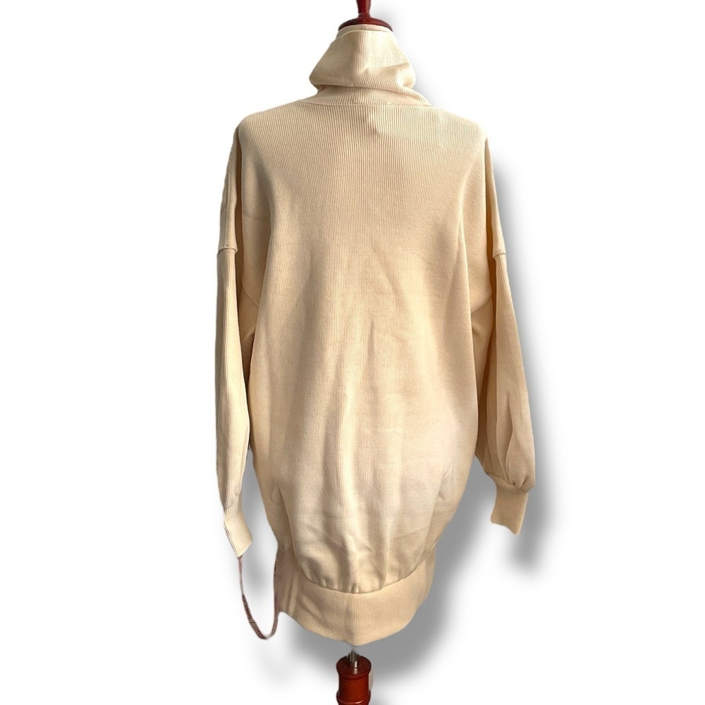 Choosy Cream Turtleneck Oversized Balloon Sleeve Boyfriend Sweater - Picture 4 of 10